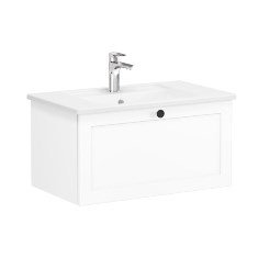 Vitra Root Classic 68792 Lavabo Dolabı, Tek Çekmeceli, 80 Cm, Mat Beyaz, Köşeli Lavabolu